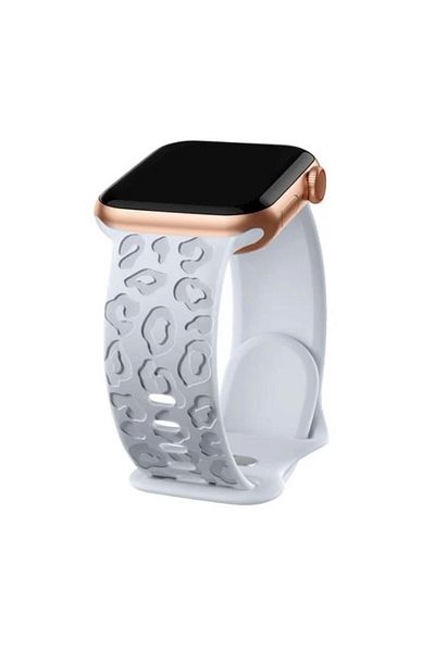 REDz Accessories Curea din silicon cu imprimeu animal 3D pentru Apple Watch, reglabilă, gravată, gri - 44/45/46/49 mm