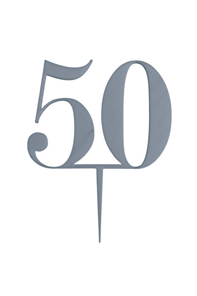 OEM Decoratiune tort, "50", topper aurul celor 50 de ani, 18 x 14 cm argintiu