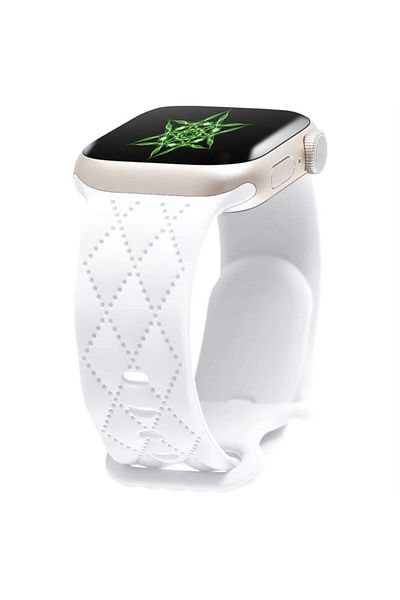 REDz Accessories Curea cu diamant, cataramă fluture, pentru Apple Watch, reglabilă, silicon, albă - 38/40/41 mm