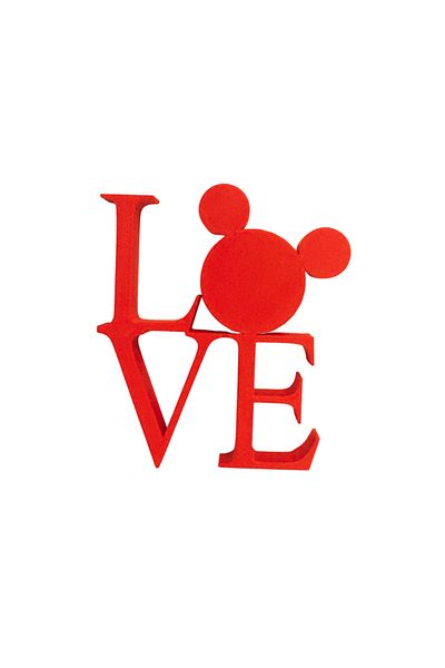 OEM Cake topper decoration, "LOVE", the magic of love Mickey Mouse model, 10 x 9 cm red