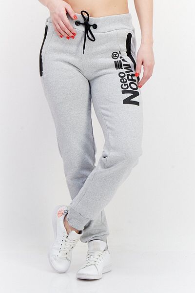 Geographical Norway Women Drawstring Brand Logo Jogger Pants, Light Grey