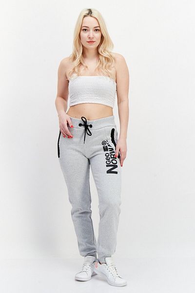 Geographical Norway Women Drawstring Brand Logo Jogger Pants, Light Grey