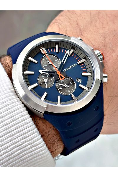 Quantum Function 10 Atm Waterproof 24 Months Guarantee Navy Blue Color Men's Wristwatch 1004.399Mr