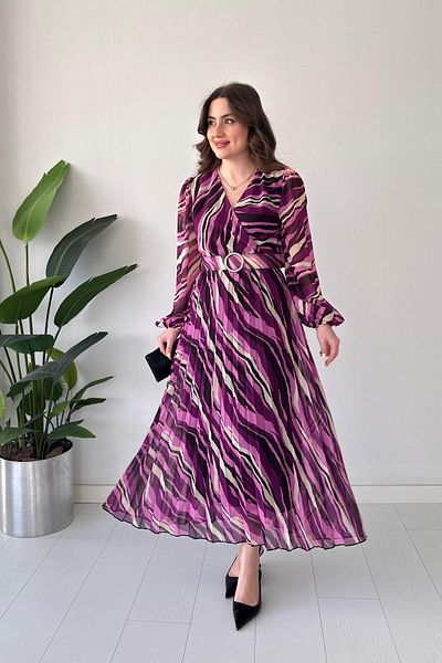 MaziButik Rochie din șifon plisat mov