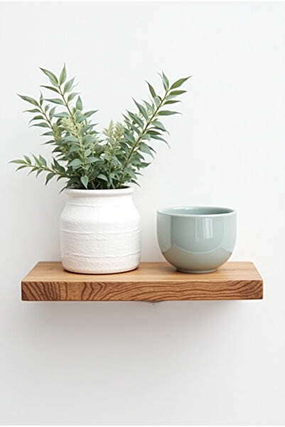 The N Wood رف حائط بسيط من الخشب الطبيعي مع حامل رف مخفي مقاس 30 × 14