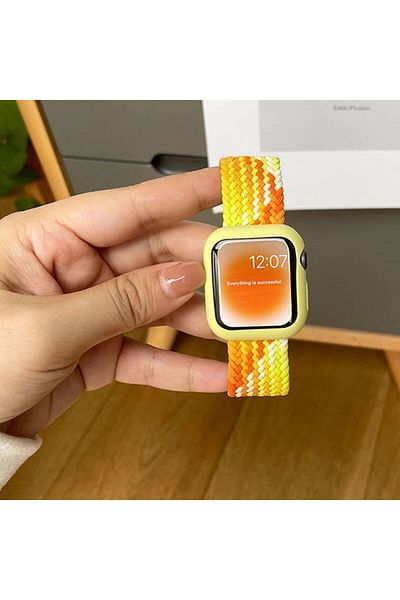 REDz Accessories Solo Loop Strap, Compatible with Apple Watch, Elastic, Orange/Yellow - 38/40/41 mm, Large