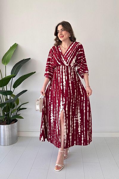 MaziButik Star Bat Dress Burgundy