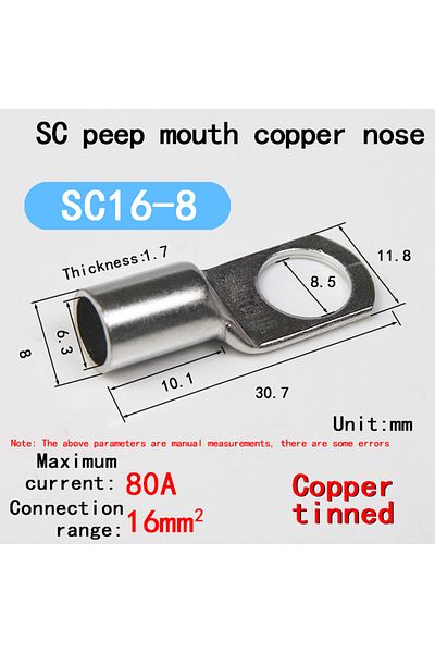 Choice 10pcs Sc16-8 10pcs/lot 16~35mm2 Terminals Wire Welding Cable Connector Suit Sc16-6 Sc25-8 Sc35-8
