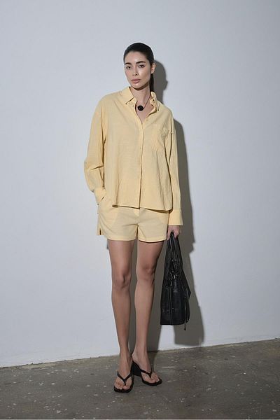 Suud Collection Yellow Cool Oversize Linen Shirt