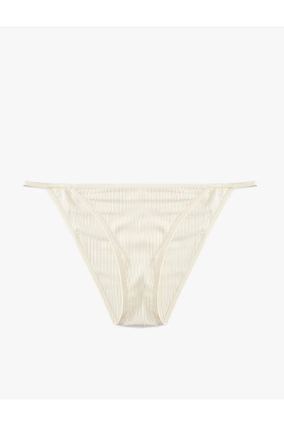 Koton Viscose Fabric Comfortable Fit Ribbed Panties with Drawstrings on the Sides