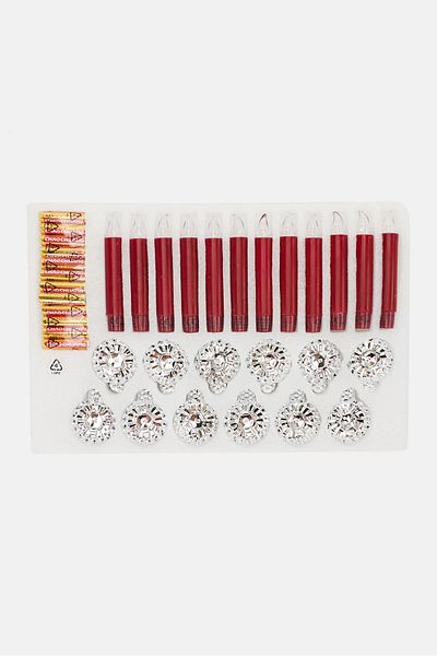 Tchibo 12 Pieces Led Christmas Tree Candles, Red
