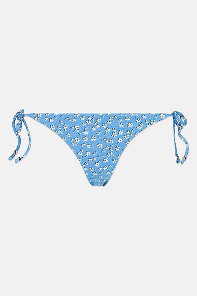 Accessorize Women Floral Print Pull On Bikini Bottom, Blue Combo