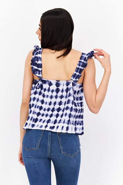 BB Dakota Women Square Neck Sleeveless Tie-Dye Top, White