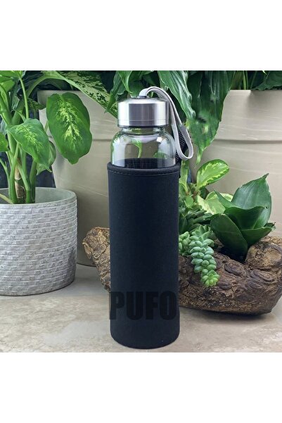 PUFO bottle for water or liquids made of borosilicate material, with cover, leak-proof lid, 500 ml