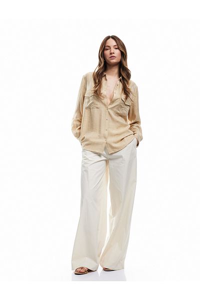 Koton Viscose Fabric Covered Pocket Detailed Long Sleeve Shirt