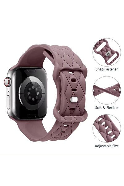 REDz Accessories Λουράκι με διαμάντια, αγκράφα πεταλούδας, για Apple Watch, ρυθμιζόμενο, σιλικόνη, καφέ - 44/45/46/49 mm