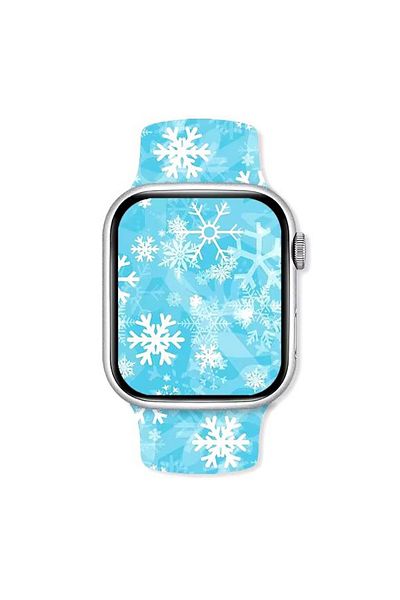 REDz Accessories Curea sport cu fulg de zăpadă pentru Apple Watch, design de Crăciun, silicon, albastru deschis - 38/40/41 mm