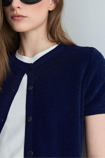 Suud Collection Navy Blue Ema Knitwear Cardigan