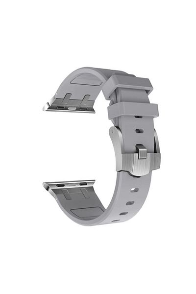 REDz Accessories Curea flexibilă din oțel, Sport, pentru Apple Watch, reglabilă, silicon/metal, gri/argintiu - 44/45/46/49 mm
