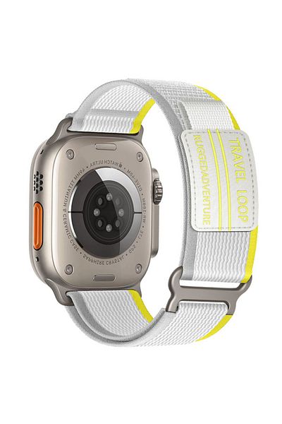 REDz Accessories Curea de călătorie tip buclă, nailon, compatibilă cu Apple Watch, sport, reglabilă, galben-gri - 38/40/41 mm