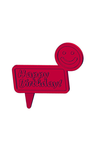 OEM Topper tort, "HAPPY BIRTHDAY", zi de nastere, 11 x 12 cm roz zmeuriu