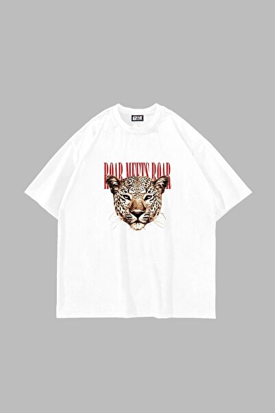Tarzsokak Roar Meets Printed Oversize Unisex Alb