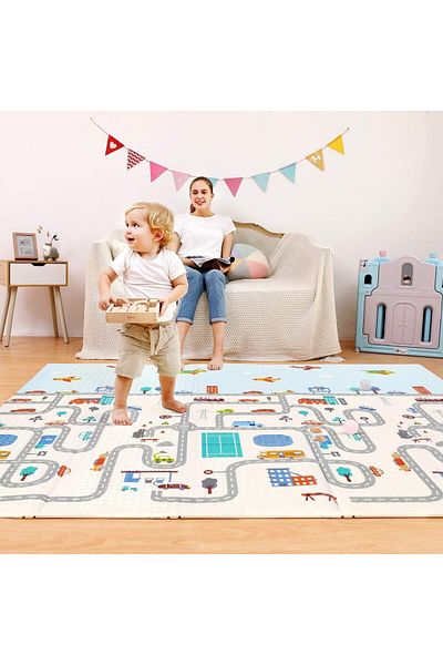 COOYA Baby Play Mat,180x200 cm,Double-sided Pattern,Raised pattern with Anti-slip Design,Waterproof