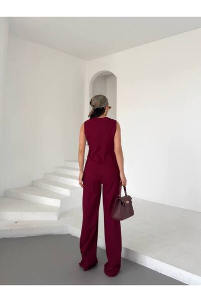 BARG FASHION Claret Red New Season Vest Trousers Set