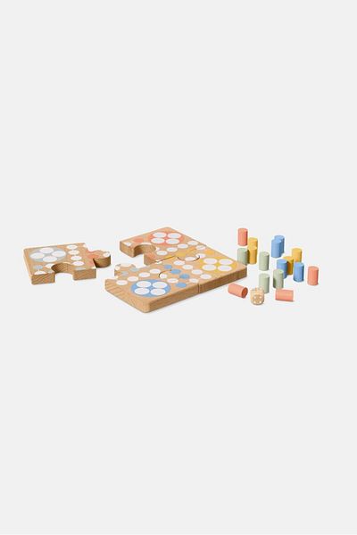 Tchibo Ludo Wood Puzzle, Brown Combo
