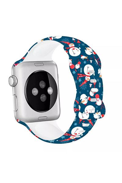 REDz Accessories Curea Om de Zăpadă, Sport, Pentru Apple Watch, Colecția Crăciun, Silicon, Albastră - 38/40/41 mm