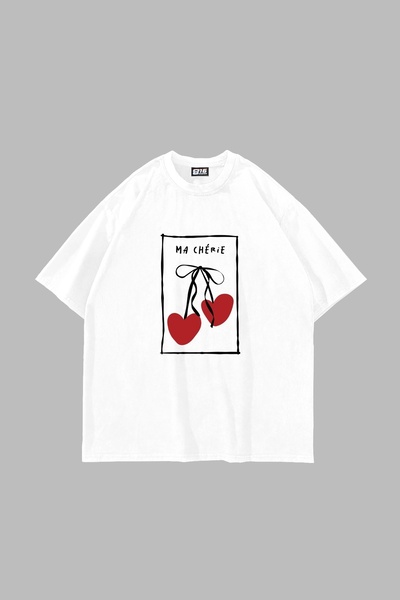 Tarzsokak Ma Cherie Štampano Oversize kroj Unisex bela