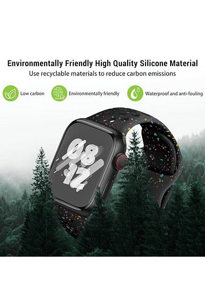 REDz Accessories Perforated Strap With Colorful Drops, Sport, For Apple Watch, Silicone, Black - 44/45/46/49 Mm