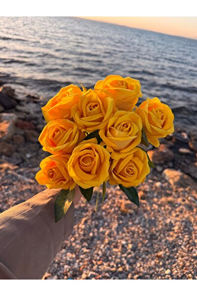 10'lu Sarı gül yapay yüksek kalite