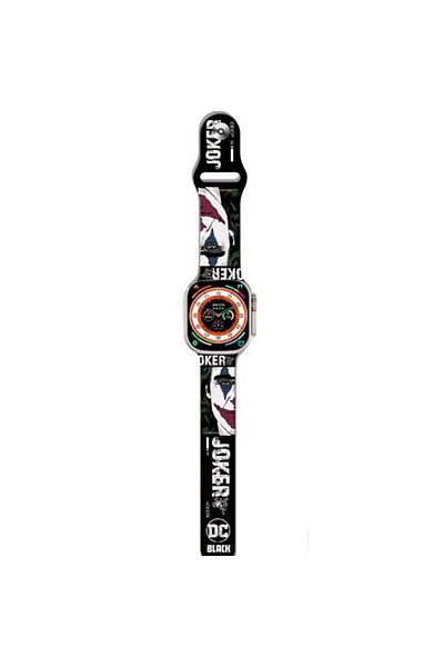 REDz Accessories Curea Joker, pentru Apple Watch, imprimeu cu desene animate, reglabilă, silicon, neagră - 44/45/46/49 mm, mare