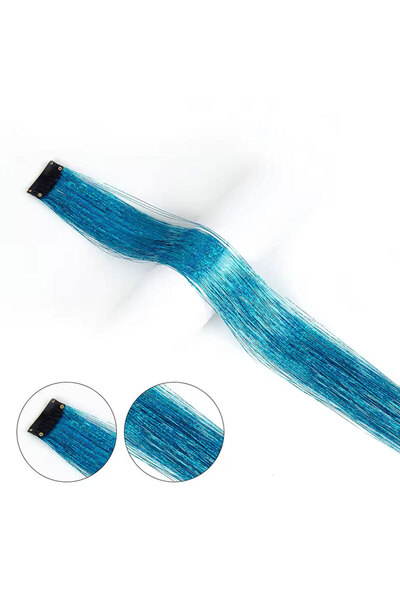 Mina Peruk Mavi / Klipsli Hair Tinsel Saç Simi - Htk12