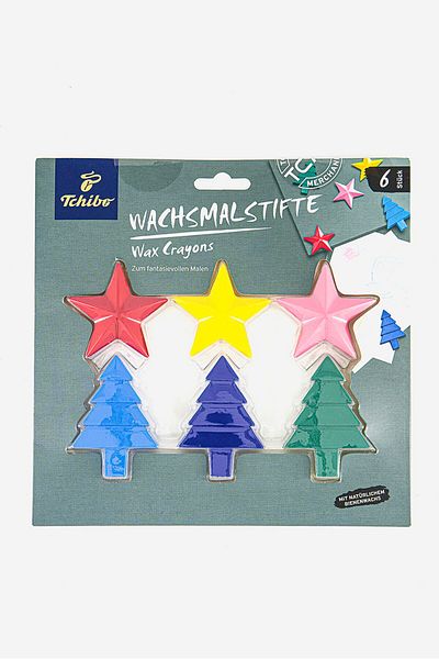 Tchibo 6 Piece Wax Crayons, Blue