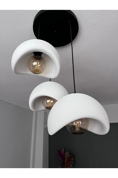 EDESİNG Moon Light Bohemian Pendant Lamp Chandelier Concrete Look Set of 3