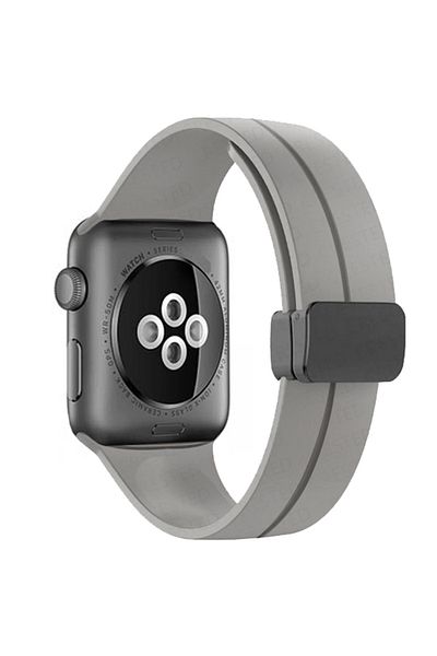 REDz Accessories Curea magnetică moale, silicon pentru Apple Watch, magnetică, sport, gri - 38/40/41 mm