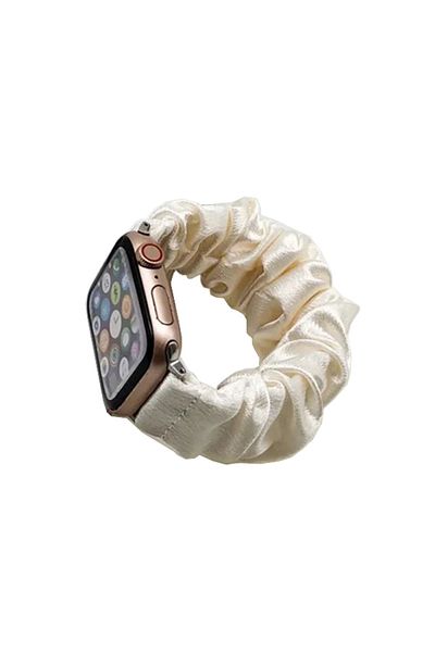 REDz Accessories Brățară Scrunchie, Elastic, Compatibil cu Apple Watch, Modă, Textil, Alb - 44/45/46/49 mm