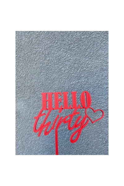 OEM Topper tort, "HELLO THIRTY", aniversare, zi de nastere 14 x 15 cm rosu