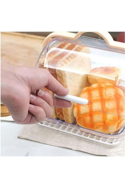COOYA Portable Bread Box,with Handle & Transparent Lid & Removable Drain Rack,21x21x18 cm,for Storg Cakes