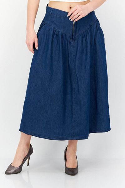 French Connection Women Washed Denim Midi Skirt, Blue