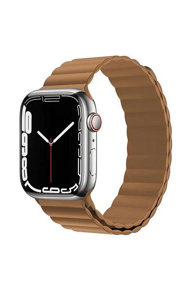 REDz Accessories Magnetic Silicone Strap For Apple Watch, Silicone Loop, Brown - 38/40/41 Mm