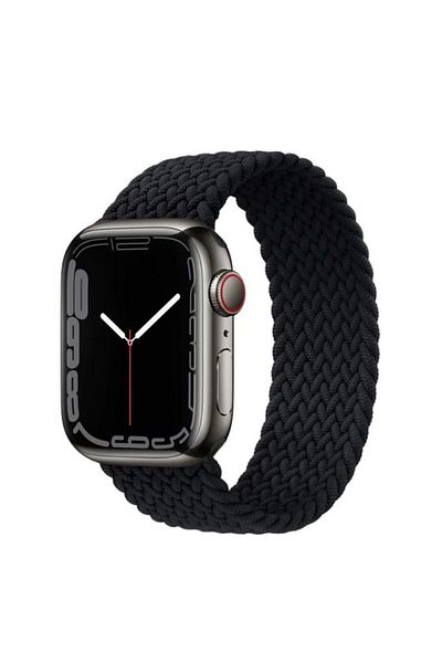 REDz Accessories Curea Solo Loop, compatibilă cu Apple Watch, elastică, neagră - 44/45/46/49 mm, mare