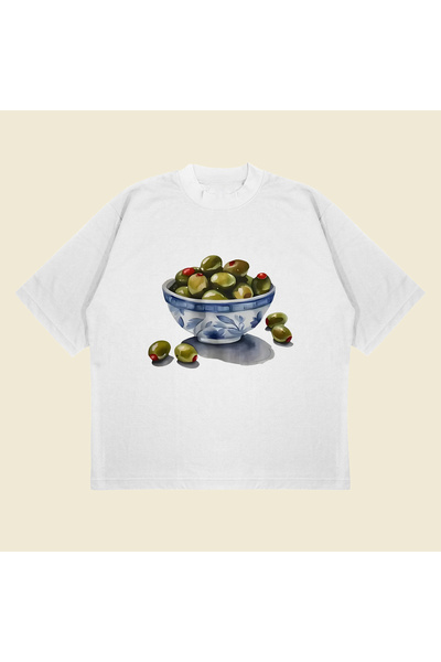 Tarzsokak Măsline Vintage Printed Oversize Unisex Bumbac Tesatura groasă resp...