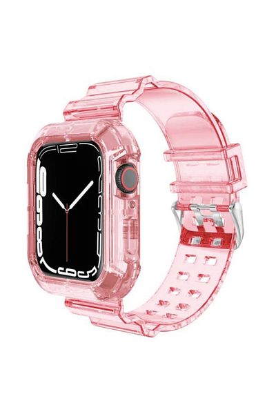 REDz Accessories 2 In 1 Strap With Case, Apple Watch, Shockproof, Silicone, Light Pink - Watch 42/44/45 Mm