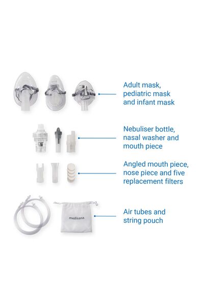 medisana Medisana IN600 inhaler, 54542, mask for adults and children, mouth tube, nasal device, White