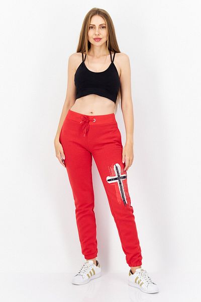 Geographical Norway Women Regular Fit Graphic Jogger Pant, Red