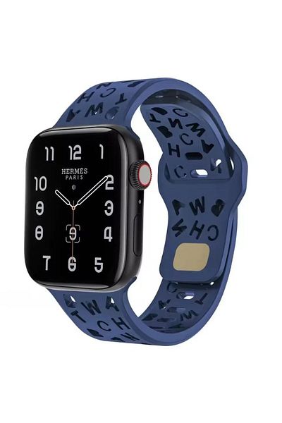 REDz Accessories Curea alfabet, decupaj literă, pentru Apple Watch, reglabilă, silicon, bleumarin - 38/40/41 mm