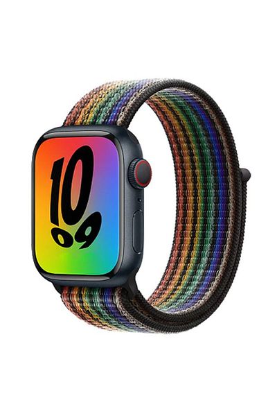 REDz Accessories Curea sport, compatibilă cu Apple Watch, nailon, Hedgehog, negru curcubeu - 44/45/46/49 mm